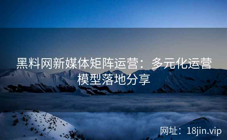 黑料网新媒体矩阵运营：多元化运营模型落地分享