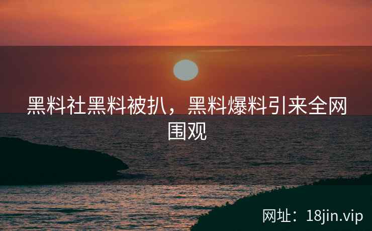黑料社黑料被扒，黑料爆料引来全网围观