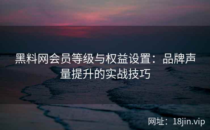 黑料网会员等级与权益设置：品牌声量提升的实战技巧