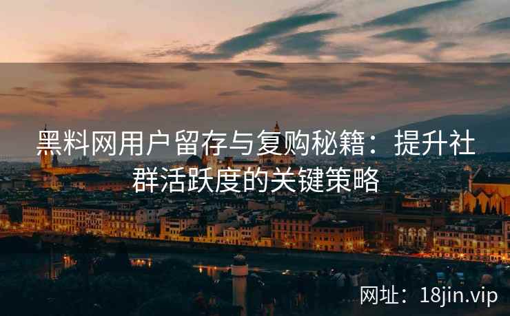 黑料网用户留存与复购秘籍：提升社群活跃度的关键策略